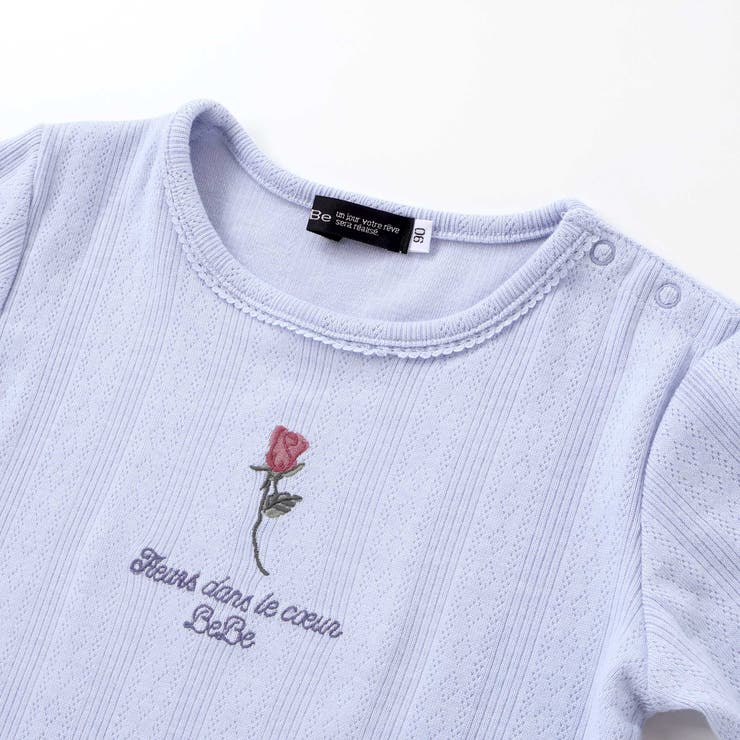 針抜きローズ刺しゅう長袖Tシャツ(80~100cm) | BeBe | 詳細画像10 
