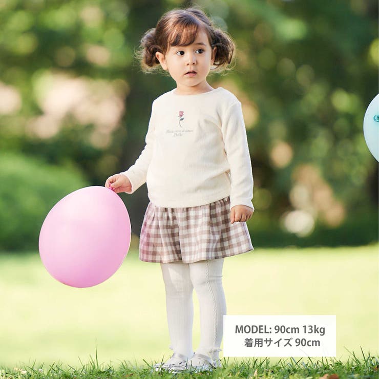 針抜きローズ刺しゅう長袖Tシャツ(80~100cm) | BeBe | 詳細画像2 