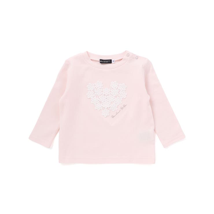 ハートレースモチーフ針抜き長袖Tシャツ(80~100cm) | BeBe | 詳細画像1 