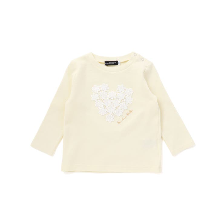 イエロー | ハートレースモチーフ針抜き長袖Tシャツ(80~100cm) | BeBe
