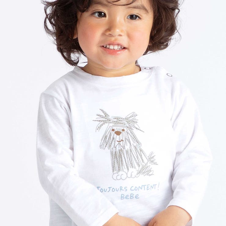 スラブ天竺DOGプリント長袖Tシャツ(80~100cm) | BeBe | 詳細画像3 