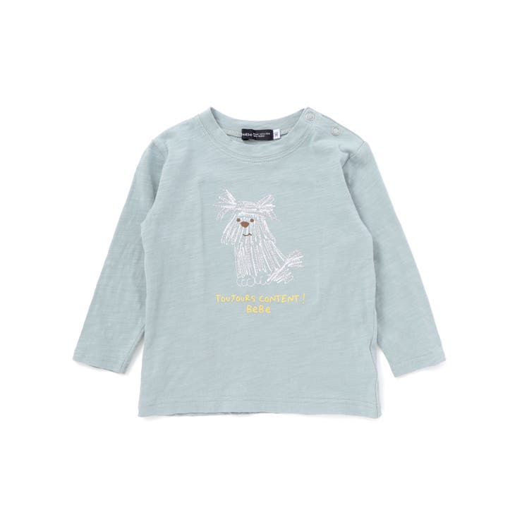ブルー | スラブ天竺DOGプリント長袖Tシャツ(80~100cm) | BeBe