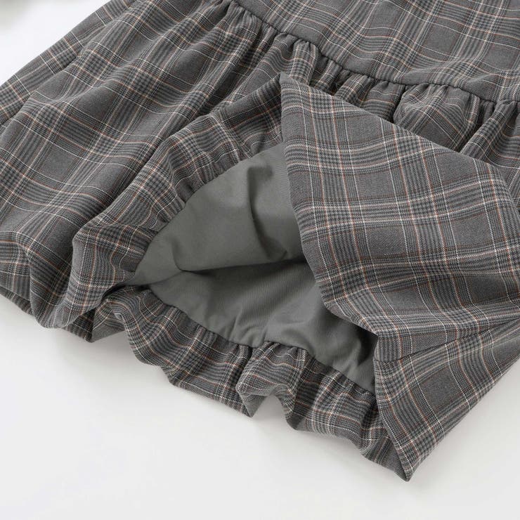 【店舗限定】チェックバルーン長袖ワンピース(95~150cm) | BeBe Petits Pois Vert | 詳細画像12 