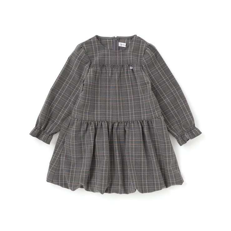 【店舗限定】チェックバルーン長袖ワンピース(95~150cm) | BeBe Petits Pois Vert | 詳細画像5 