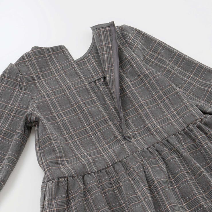 【店舗限定】チェックバルーン長袖ワンピース(95~150cm) | BeBe Petits Pois Vert | 詳細画像7 