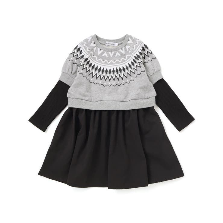 【店舗限定】ノルディック切替長袖ワンピース(95~150cm) | BeBe Petits Pois Vert | 詳細画像10 