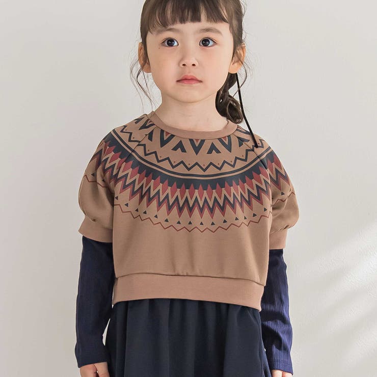 【店舗限定】ノルディック切替長袖ワンピース(95~150cm) | BeBe Petits Pois Vert | 詳細画像4 