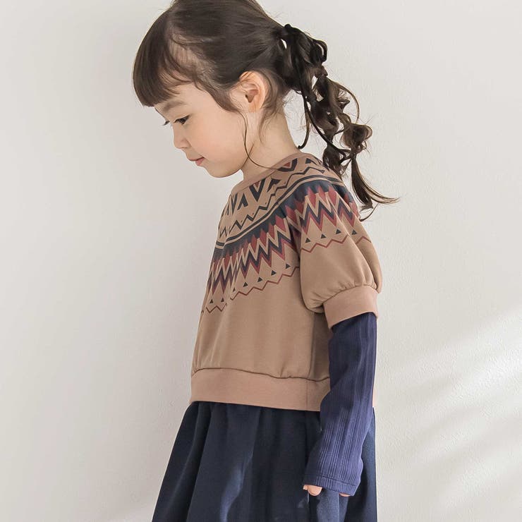【店舗限定】ノルディック切替長袖ワンピース(95~150cm) | BeBe Petits Pois Vert | 詳細画像5 