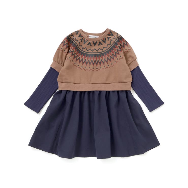 【店舗限定】ノルディック切替長袖ワンピース(95~150cm) | BeBe Petits Pois Vert | 詳細画像8 