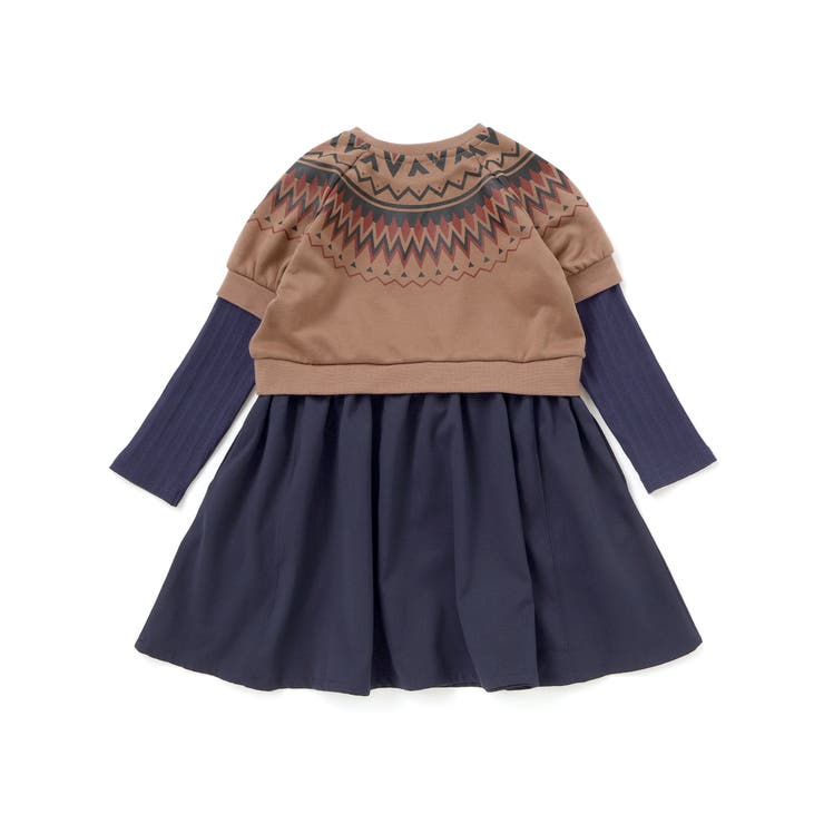 【店舗限定】ノルディック切替長袖ワンピース(95~150cm) | BeBe Petits Pois Vert | 詳細画像9 