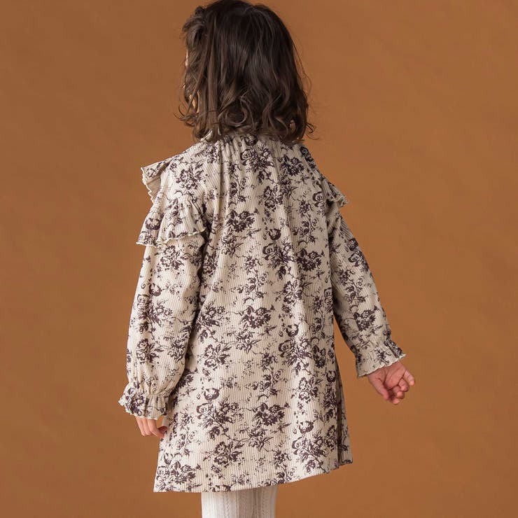 【店舗限定】花柄コールテンフリルワンピース(95~150cm) | BeBe Petits Pois Vert | 詳細画像5 
