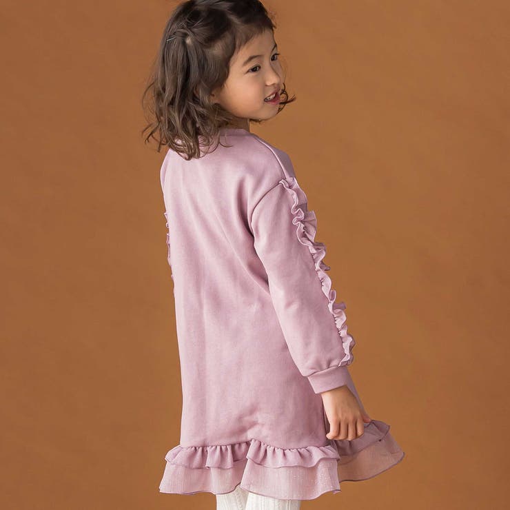 【店舗限定】裏毛チュールフリルワンピース(95~150cm) | BeBe Petits Pois Vert | 詳細画像3 