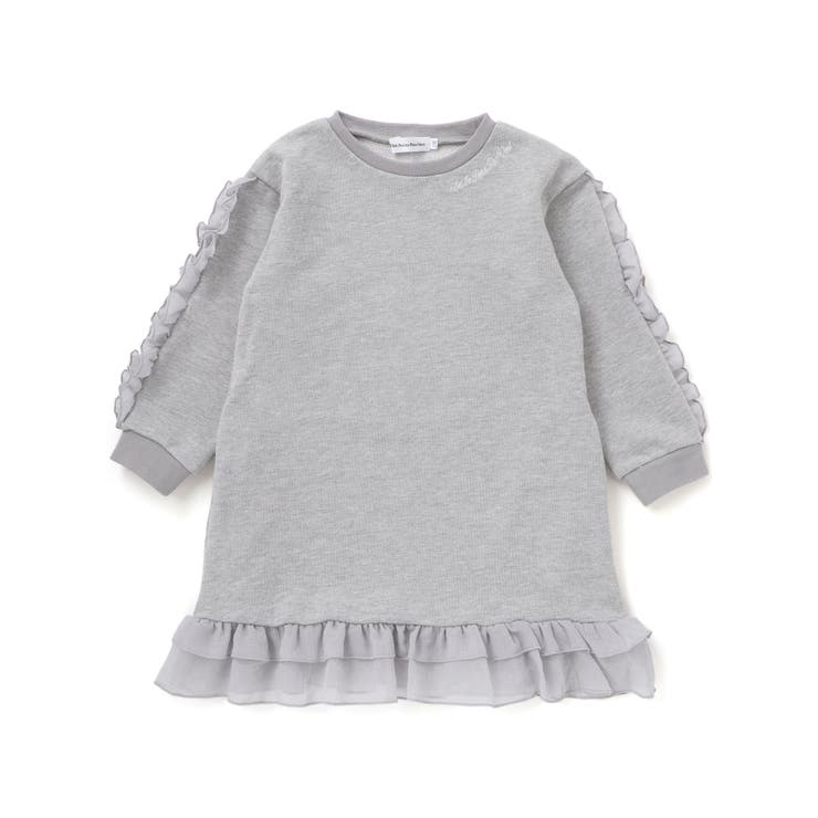 グレー | 【店舗限定】裏毛チュールフリルワンピース(95~150cm) | BeBe Petits Pois Vert