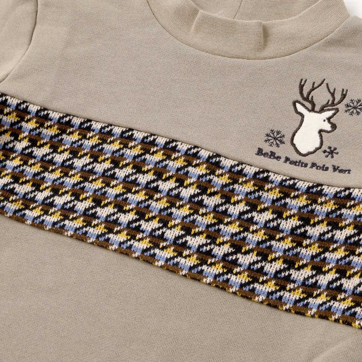 【店舗限定】【お揃い】裏毛×ノルディック切り替えワンピース(95~150cm) | BeBe Petits Pois Vert | 詳細画像10 