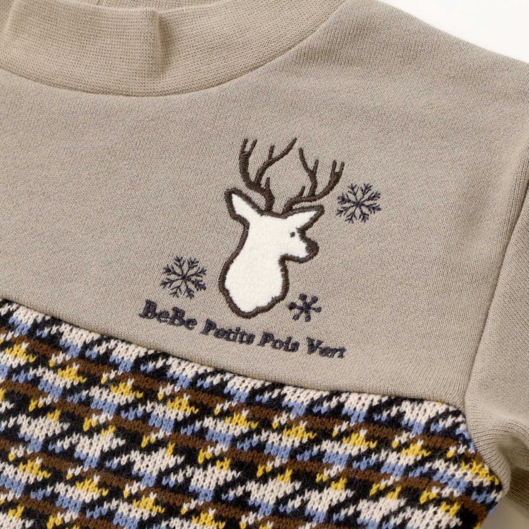 【店舗限定】【お揃い】裏毛×ノルディック切り替えワンピース(95~150cm) | BeBe Petits Pois Vert | 詳細画像11 