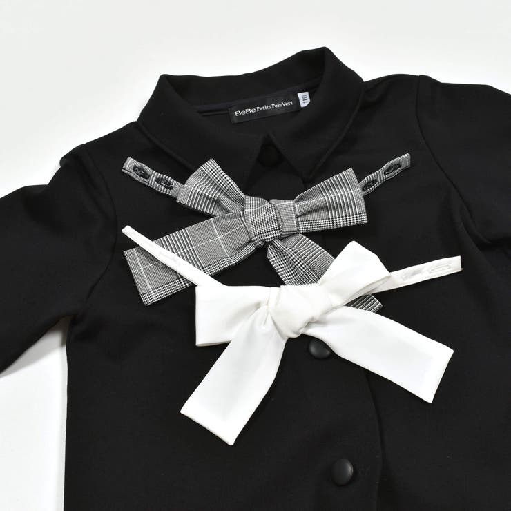 【お揃い】リボン付きチェック無地フォーマルスーツ上下セット(110~130cm) | BeBe Petits Pois Vert | 詳細画像21 