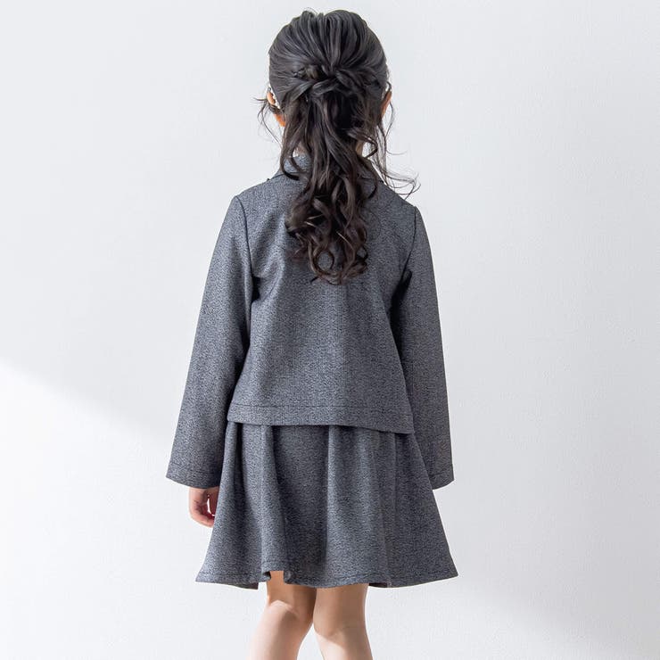 【お揃い】リボン付きチェック無地フォーマルスーツ上下セット(110~130cm) | BeBe Petits Pois Vert | 詳細画像5 