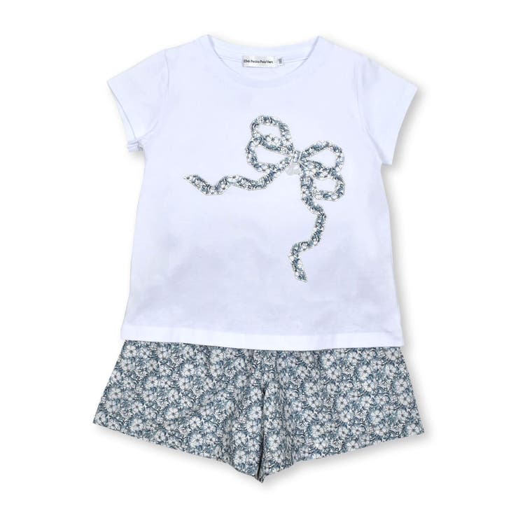 花柄リボンTシャツセットアップ(95~150cm)[品番：BEBK0008695]｜BeBe Petits Pois Vert（ベベ プチ ポワ  ヴェール）のキッズファッション通販｜SHOPLIST（ショップリスト）