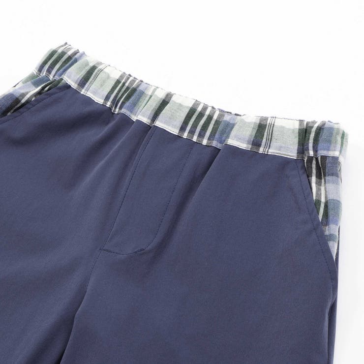 チェック＆無地切り替え半袖シャツ+ハーフパンツセットアップ(95~150cm) | BeBe Petits Pois Vert | 詳細画像15 