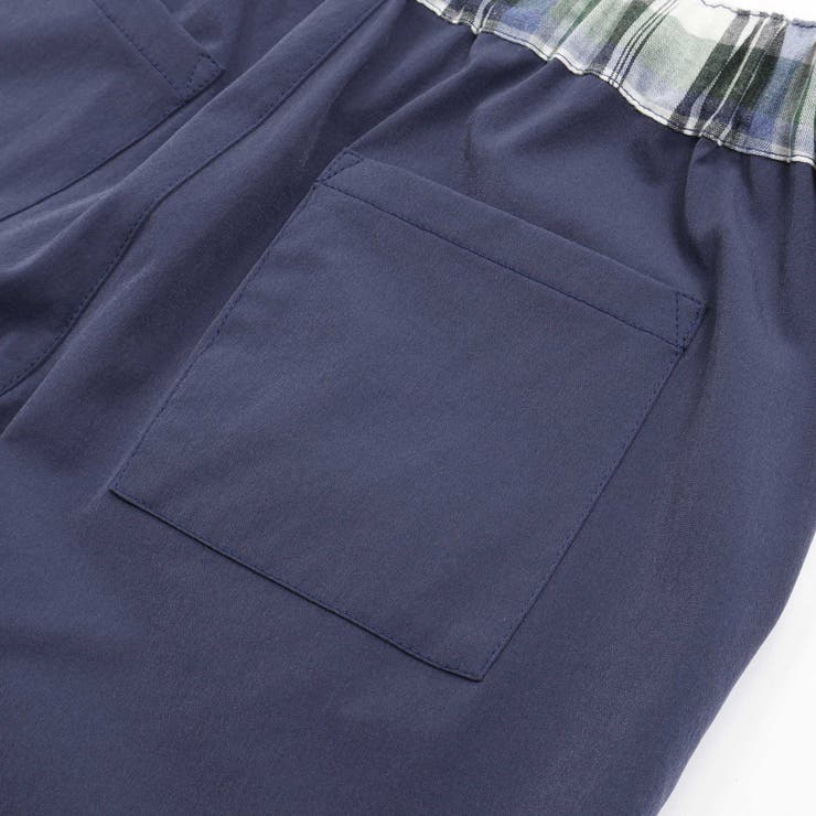 チェック＆無地切り替え半袖シャツ+ハーフパンツセットアップ(95~150cm) | BeBe Petits Pois Vert | 詳細画像17 