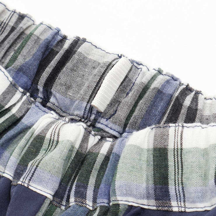 チェック＆無地切り替え半袖シャツ+ハーフパンツセットアップ(95~150cm) | BeBe Petits Pois Vert | 詳細画像19 