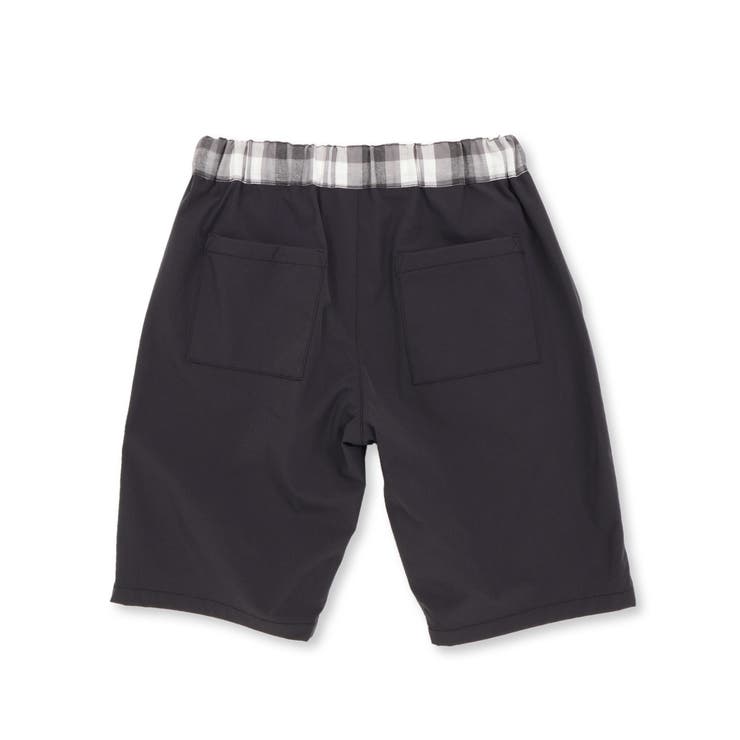 チェック＆無地切り替え半袖シャツ+ハーフパンツセットアップ(95~150cm) | BeBe Petits Pois Vert | 詳細画像23 