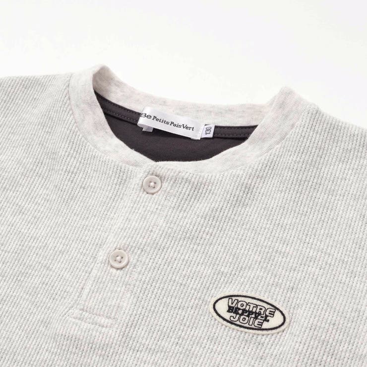 ワッフル×天竺ワッペン半袖Tシャツ＋ショートパンツセットアップ | BeBe Petits Pois Vert | 詳細画像11 