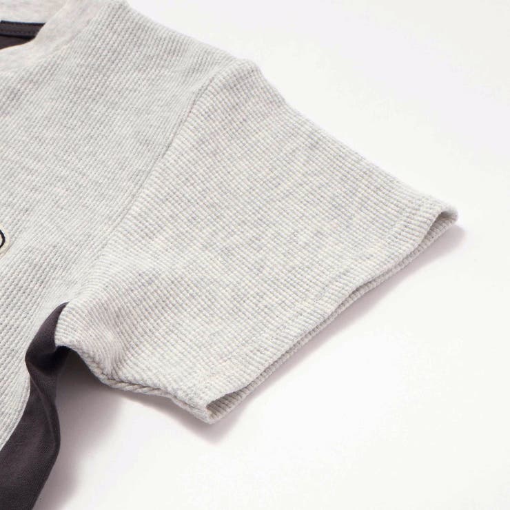 ワッフル×天竺ワッペン半袖Tシャツ＋ショートパンツセットアップ | BeBe Petits Pois Vert | 詳細画像13 