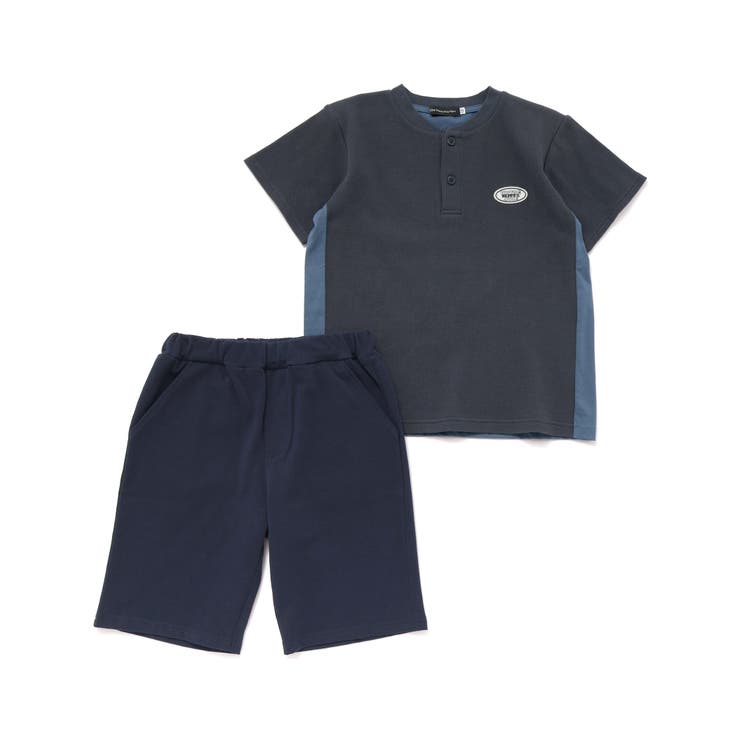 ワッフル×天竺ワッペン半袖Tシャツ＋ショートパンツセットアップ | BeBe Petits Pois Vert | 詳細画像22 