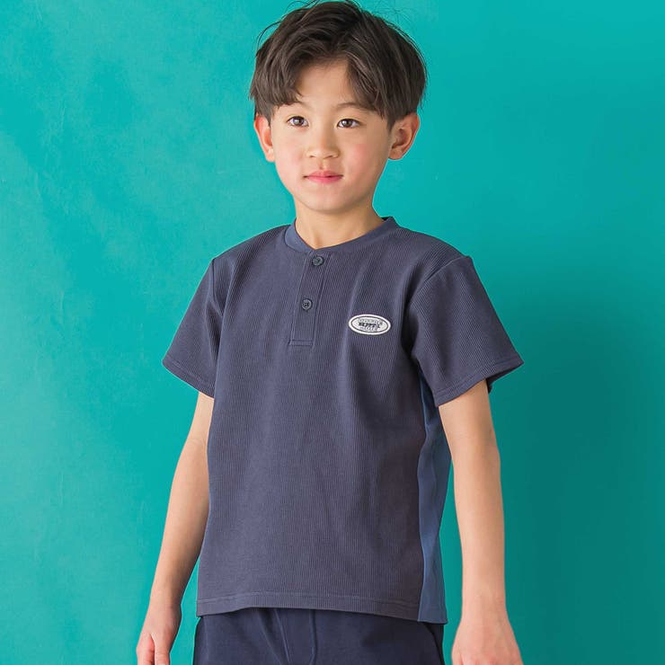 ワッフル×天竺ワッペン半袖Tシャツ＋ショートパンツセットアップ | BeBe Petits Pois Vert | 詳細画像6 