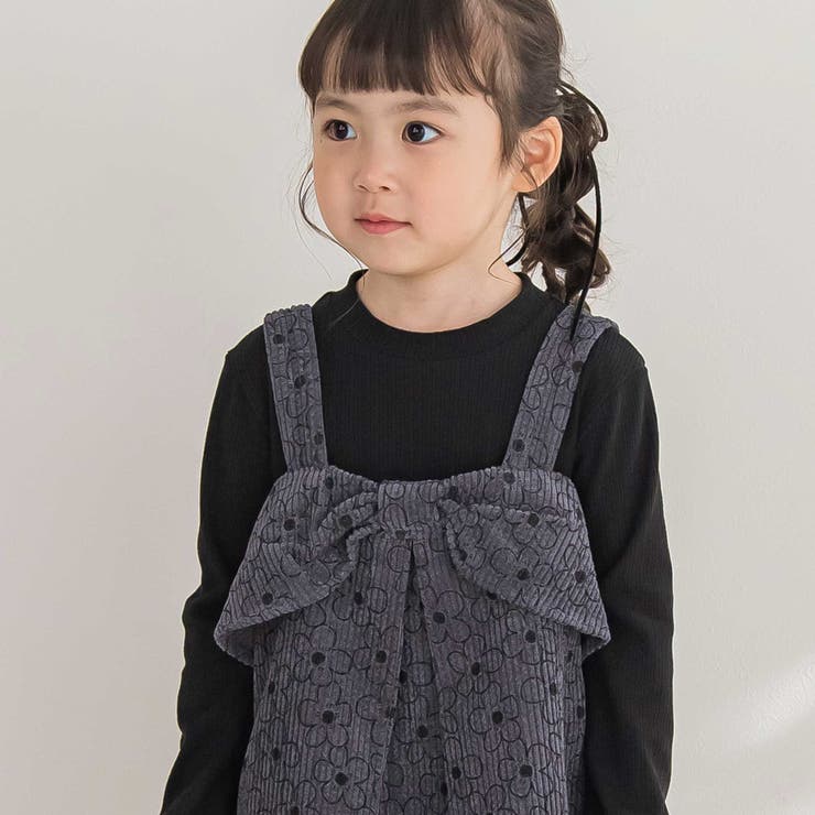 【店舗限定】花柄コールテンジャンパースカート＋長袖リブトップスセット(95~15… | BeBe Petits Pois Vert | 詳細画像3 