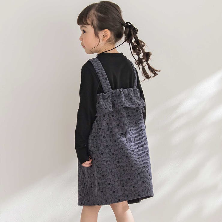 【店舗限定】花柄コールテンジャンパースカート＋長袖リブトップスセット(95~15… | BeBe Petits Pois Vert | 詳細画像4 