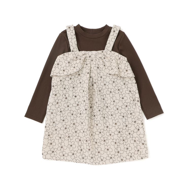 【店舗限定】花柄コールテンジャンパースカート＋長袖リブトップスセット(95~15… | BeBe Petits Pois Vert | 詳細画像5 