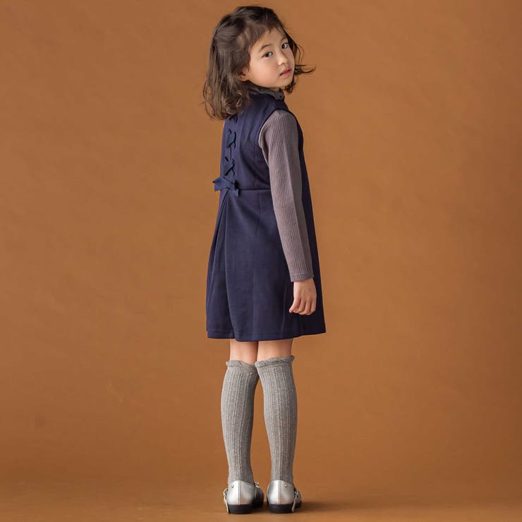 【店舗限定】ポンチバック編み上げジャンパースカート(95~150cm) | BeBe Petits Pois Vert | 詳細画像4 