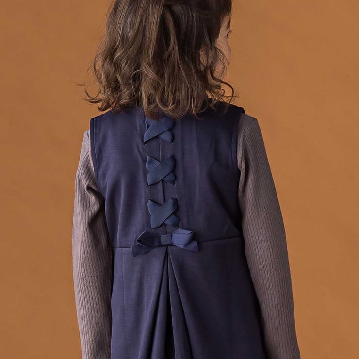 【店舗限定】ポンチバック編み上げジャンパースカート(95~150cm) | BeBe Petits Pois Vert | 詳細画像5 