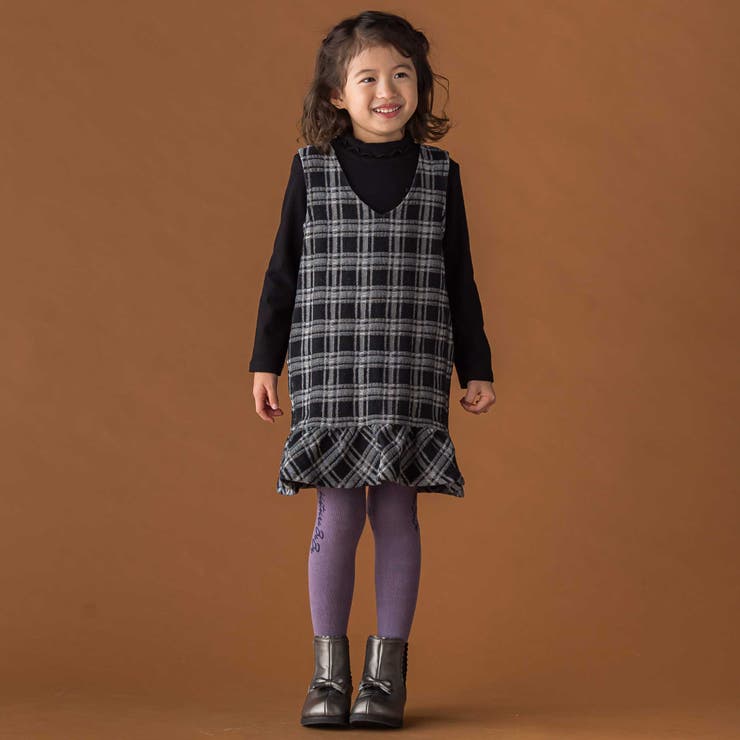 【店舗限定】チェックデニムジャンパースカート(95~150cm) | BeBe Petits Pois Vert | 詳細画像3 