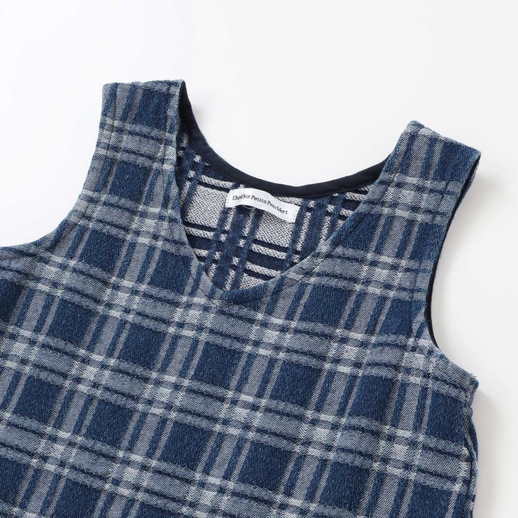 【店舗限定】チェックデニムジャンパースカート(95~150cm) | BeBe Petits Pois Vert | 詳細画像9 