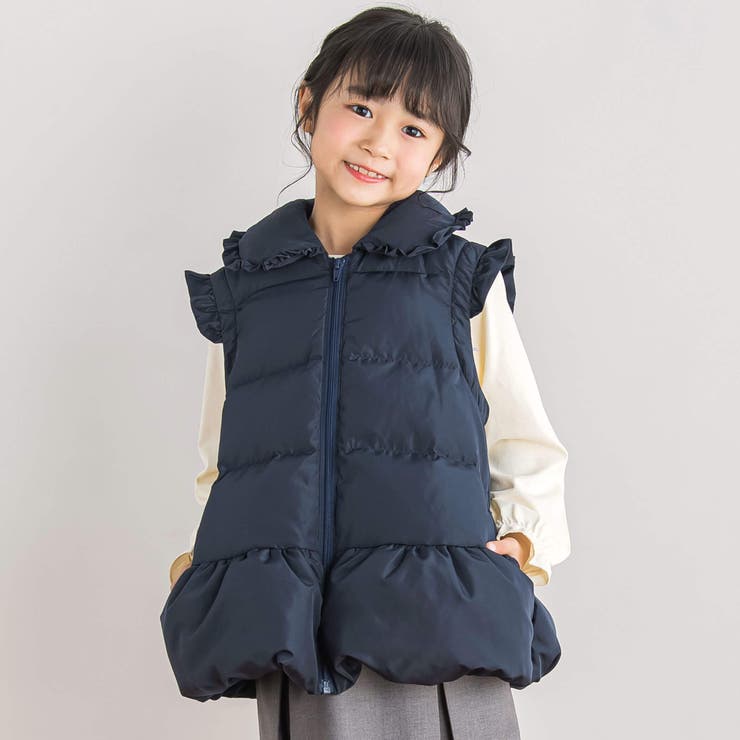 コージワタナベ KOJIWATANABE ビジュー付フリルダウンコート