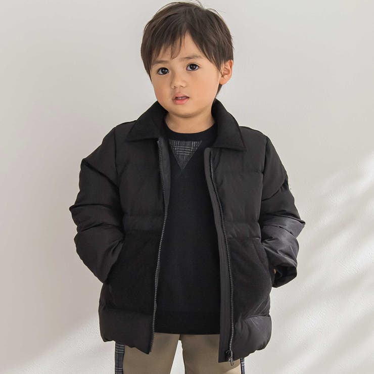 【店舗限定】タフタコールテン切り替えダウンジャケット(95~150cm) | BeBe Petits Pois Vert | 詳細画像4 