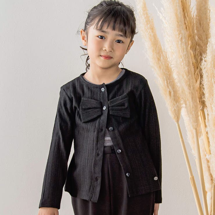 【店舗限定】ニット風リボンカーディガン(95~150cm) | BeBe Petits Pois Vert | 詳細画像1 