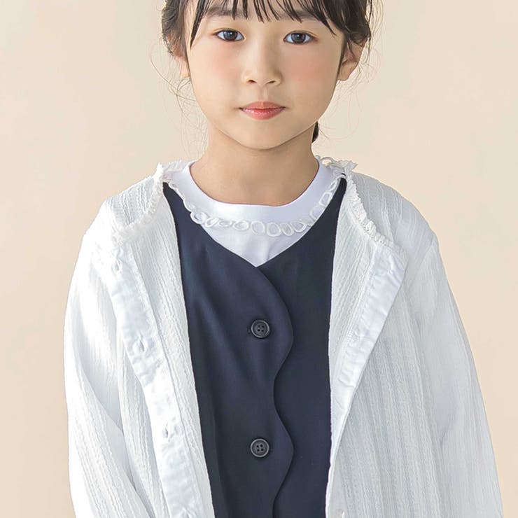 レーシーカットソー長袖カーディガン(95~150cm) | BeBe Petits Pois Vert | 詳細画像6 