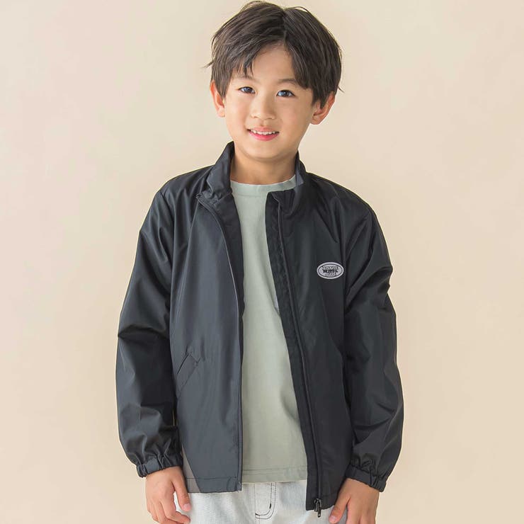 ブラック系 | サイド配色タフタスタンドカラーブルゾン(95~150cm) | BeBe Petits Pois Vert