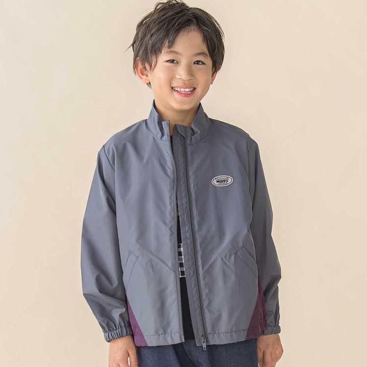 グレー系 | サイド配色タフタスタンドカラーブルゾン(95~150cm) | BeBe Petits Pois Vert