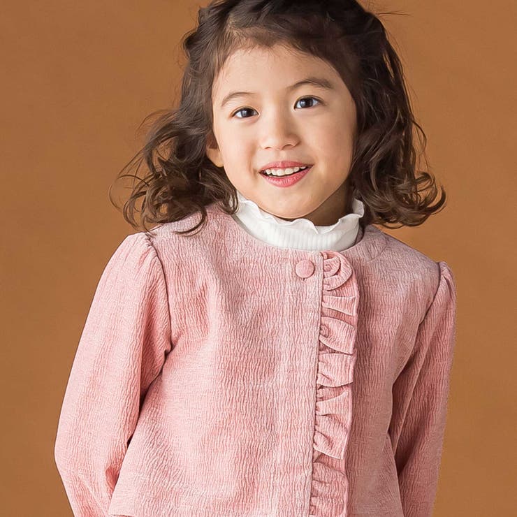 【店舗限定】【お揃い】起毛ジャガードフリルショートジャケット(95~150cm) | BeBe Petits Pois Vert | 詳細画像4 