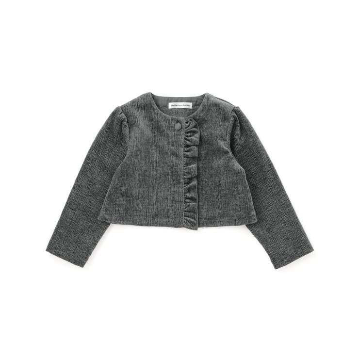 ブラック系 | 【店舗限定】【お揃い】起毛ジャガードフリルショートジャケット(95~150cm) | BeBe Petits Pois Vert