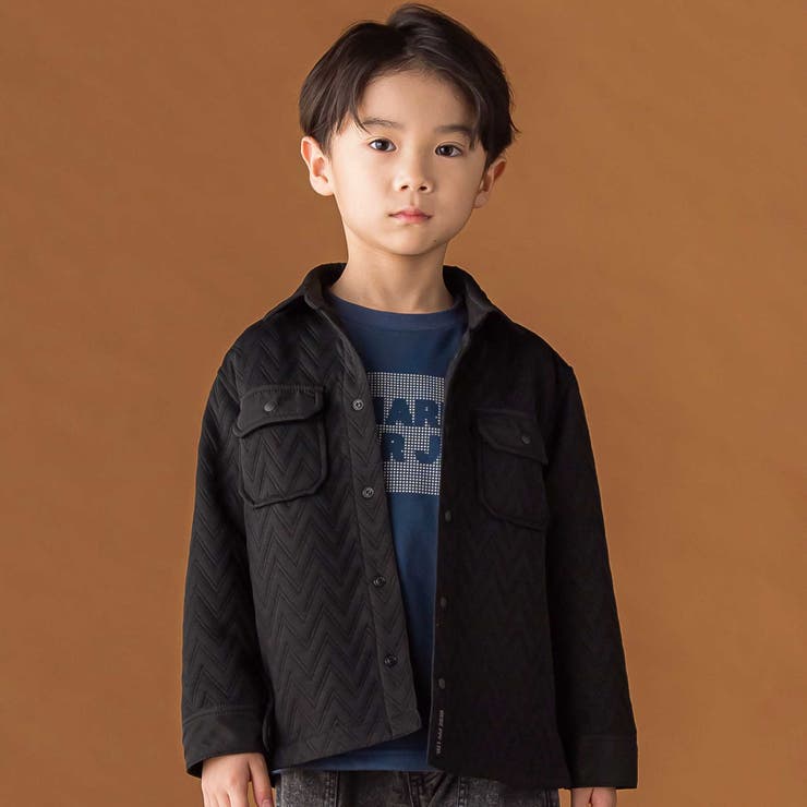 【店舗限定】ジグザグキルトジャガードシャツジャケット(95~150cm) | BeBe Petits Pois Vert | 詳細画像1 