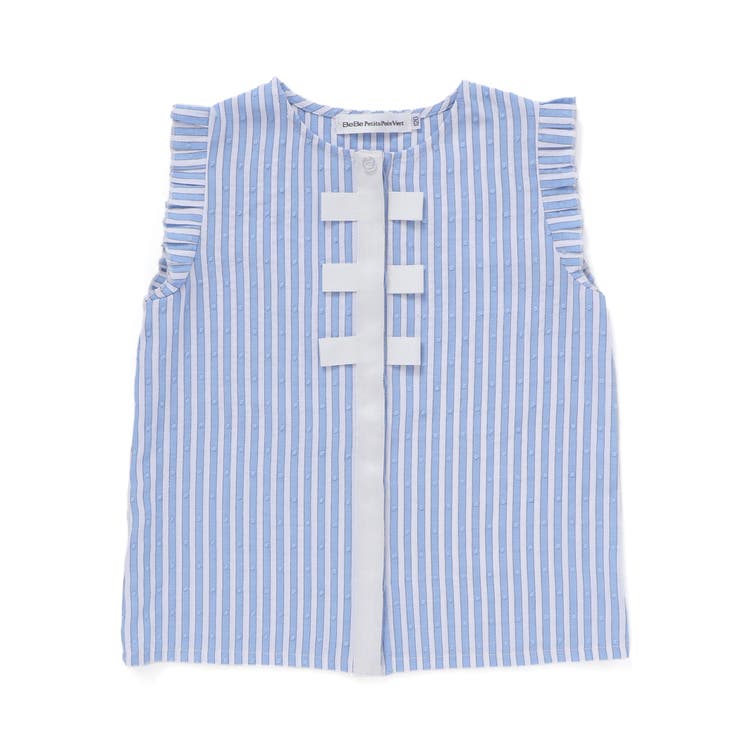 【店舗限定】ドビードットストライプノースリーブブラウス(95~150cm) | BeBe Petits Pois Vert | 詳細画像16 