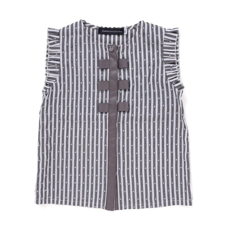 【店舗限定】ドビードットストライプノースリーブブラウス(95~150cm) | BeBe Petits Pois Vert | 詳細画像8 