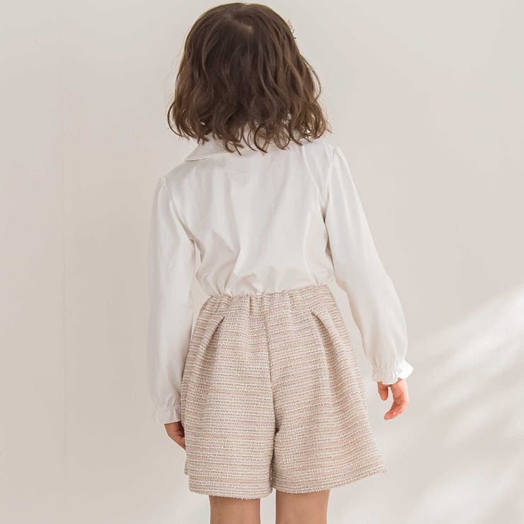 【店舗限定】襟付き花ワッペン刺しゅう天竺長袖ブラウス(95~150cm) | BeBe Petits Pois Vert | 詳細画像3 