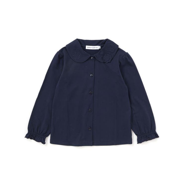 【店舗限定】襟付き花ワッペン刺しゅう天竺長袖ブラウス(95~150cm) | BeBe Petits Pois Vert | 詳細画像7 